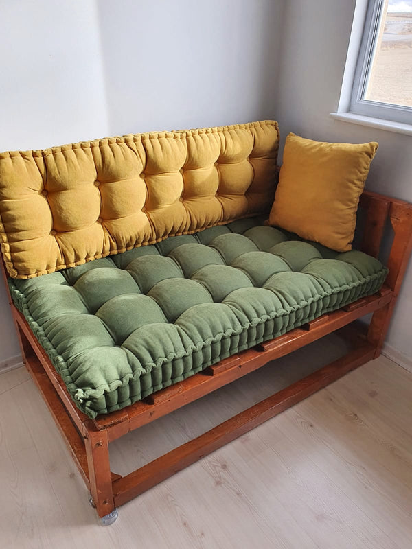 Custom Tufted Linen Bench Cushion – French Mattress Style