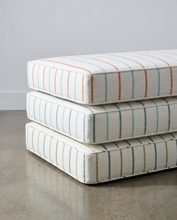 Custom Outdoor Floor Cushion – Waterproof Striped Pouf