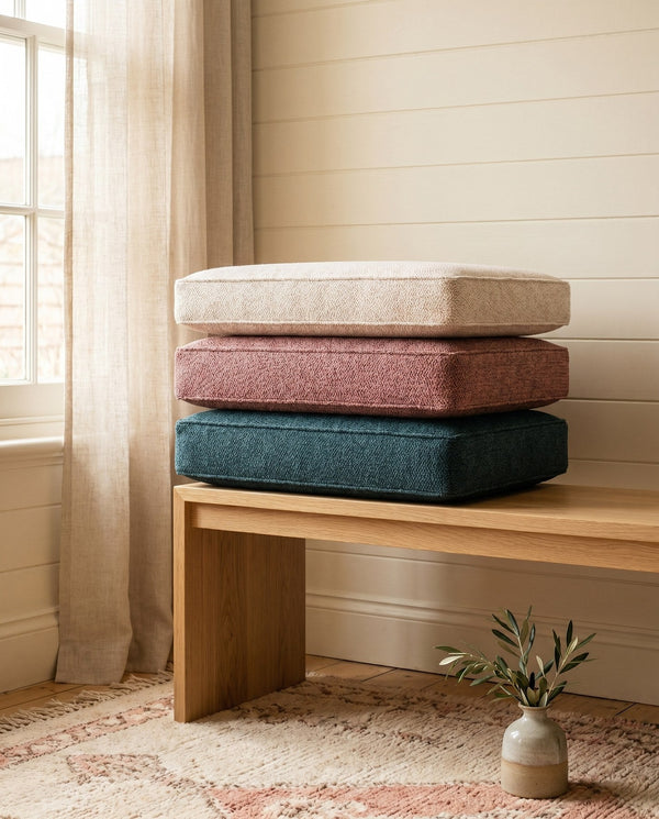 Custom Window Seat Cushion – Boucle Chenille, Made to Measure