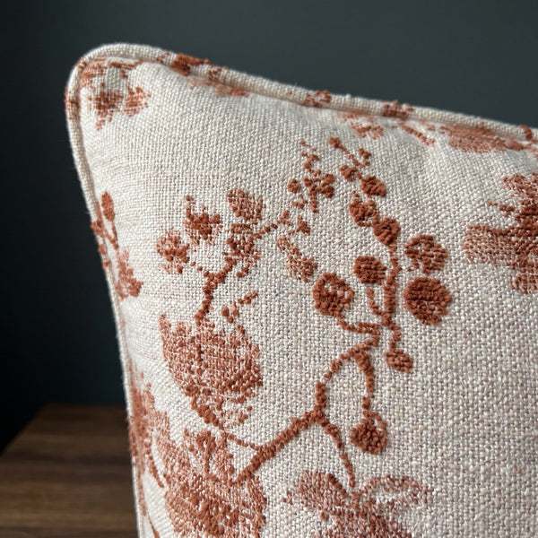 Custom Cherry Blossom Jacquard Throw Pillow – Piped