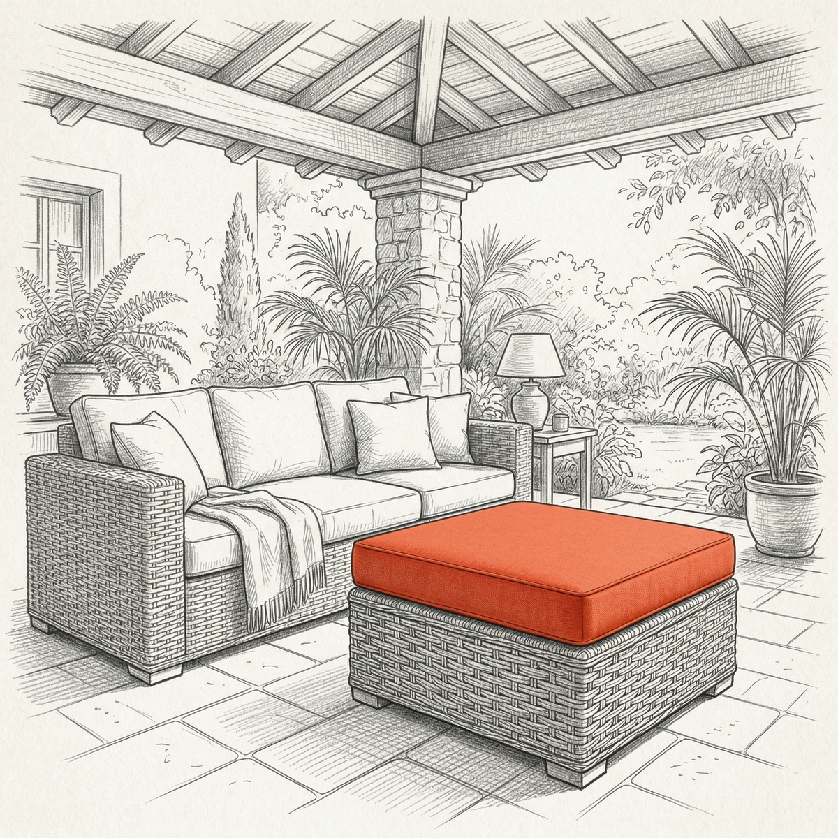 High-density foam ottoman cushion - Foamera