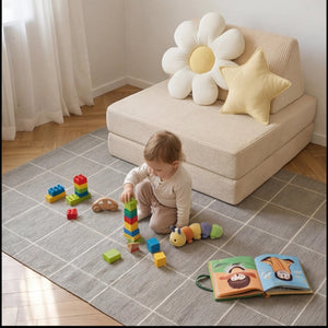Custom Kids Play Sofa, Foldable Corduroy Floor Couch, Convertible Toddler Lounge & Play Bed, Modular Nursery Seating, Ma