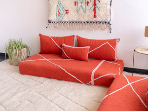 Orange Boho Floor Couch