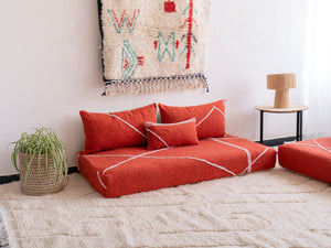 Orange Boho Floor Couch