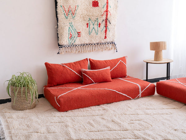 Orange Boho Floor Couch