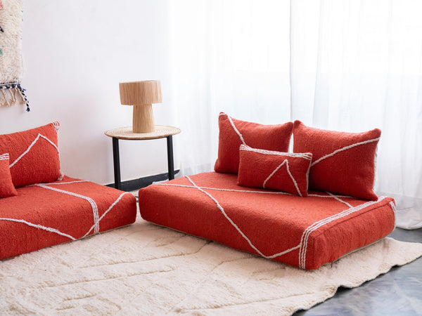 Orange Boho Floor Couch