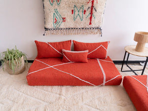 Orange Boho Floor Couch