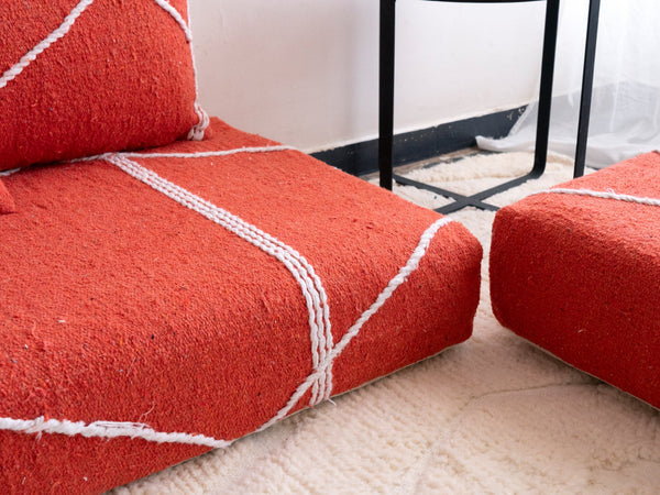 Orange Boho Floor Couch