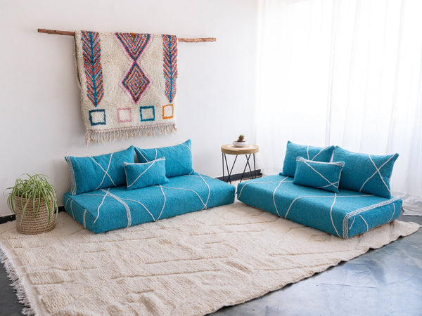 Turquoise Moroccan Loveseat Floor Sofa – Modular