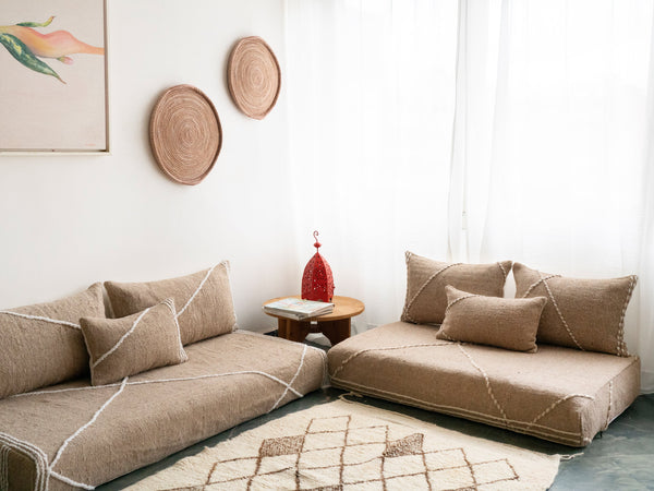 Beige Corner Moroccan Loveseat Floor Sofa – Ethnic