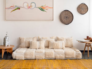 Customized Beige Handmade Wool Floor Sofa, Sofa Cushion, Moroccan Floor Seatings, Oriental Floor Couch, Boho Floor Sofa