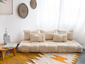 Customized Beige Handmade Wool Floor Sofa, Sofa Cushion, Moroccan Floor Seatings, Oriental Floor Couch, Boho Floor Sofa
