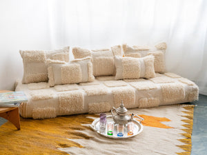 Customized Beige Handmade Wool Floor Sofa, Sofa Cushion, Moroccan Floor Seatings, Oriental Floor Couch, Boho Floor Sofa
