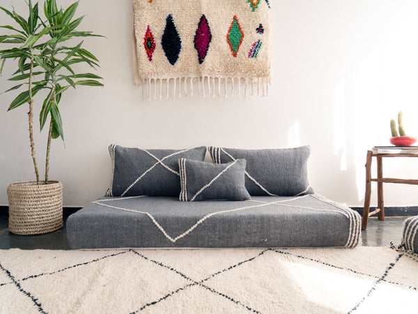 Gray Modular Loveseat Floor Sofa – Boho Floor Cushion