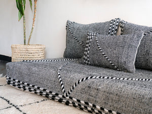 Traditional Moroccan Style Floor Sofa, Kilim Sofa Set, Floor Cushions, Boho Floor Couches, Handmade Gray Morocco Sofa