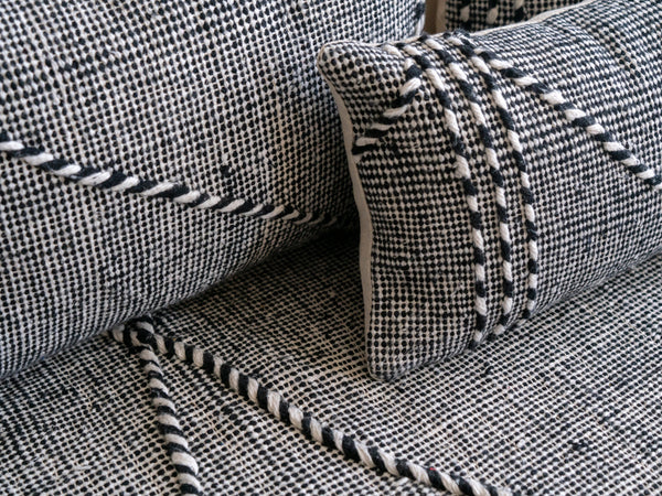 Traditional Moroccan Style Floor Sofa, Kilim Sofa Set, Floor Cushions, Boho Floor Couches, Handmade Gray Morocco Sofa