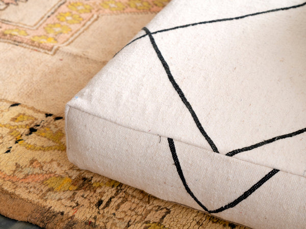 Black Striped Moroccan Floor Seating, Kilim Floor Pillow, Boho Style Floor Cushions, Modular Sofa, Handmade Floor Sofa