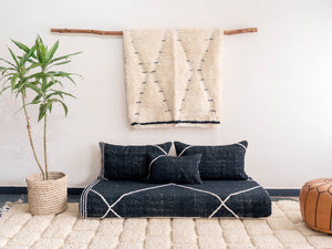 Moroccan Floor Cushion, Black Kilim Floor Pillow, Traditional Sofa, Sofa With Cushions, Customized Handmade Sofa, Boho Sofa