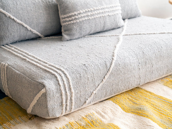 Moroccan Large Floor Seating Sofa, Gray Modular Floor Sofa, Floor Cushion Seating, Floor Couch, Modern Loveseat Sofas