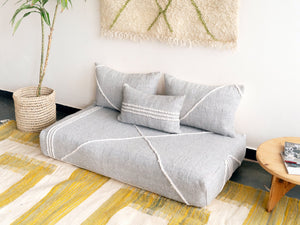 Moroccan Large Floor Seating Sofa, Gray Modular Floor Sofa, Floor Cushion Seating, Floor Couch, Modern Loveseat Sofas