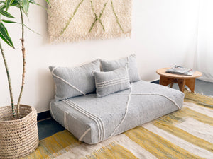 Moroccan Large Floor Seating Sofa, Gray Modular Floor Sofa, Floor Cushion Seating, Floor Couch, Modern Loveseat Sofas