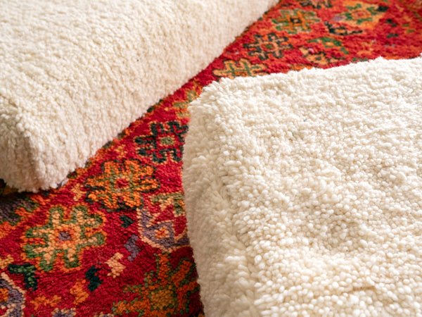 Boho Style Floor Cushion, Modular Sofa Seating, Handmade Beige Wool Floor Couch, Floor Pillows, Customized Sofa