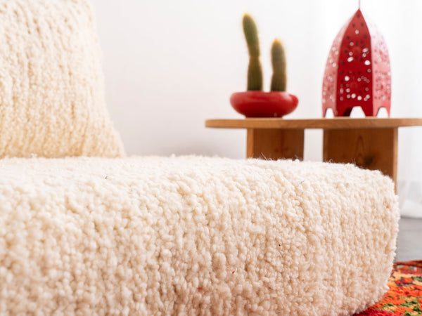 Boho Style Floor Cushion, Modular Sofa Seating, Handmade Beige Wool Floor Couch, Floor Pillows, Customized Sofa