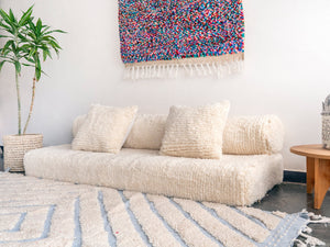 Cylindrical Beige Kilim Floor Pillow, Modular Sofa Cushion, Floor Couches, Boho Style Floor Seating, Wool Moroccan Sofa