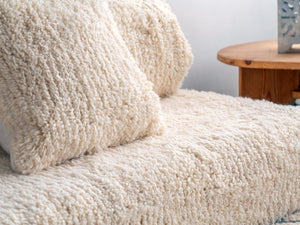 Cylindrical Beige Kilim Floor Pillow, Modular Sofa Cushion, Floor Couches, Boho Style Floor Seating, Wool Moroccan Sofa