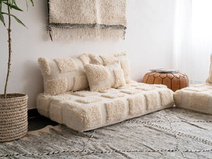 Customized Beige Handmade Wool Floor Sofa, Sofa Cushion, Moroccan Floor Seatings, Oriental Floor Couch, Boho Floor Sofa