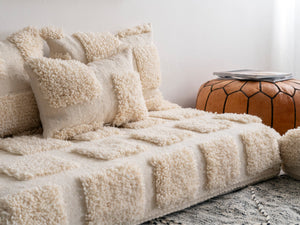Customized Beige Handmade Wool Floor Sofa, Sofa Cushion, Moroccan Floor Seatings, Oriental Floor Couch, Boho Floor Sofa