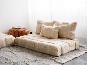 Customized Beige Handmade Wool Floor Sofa, Sofa Cushion, Moroccan Floor Seatings, Oriental Floor Couch, Boho Floor Sofa