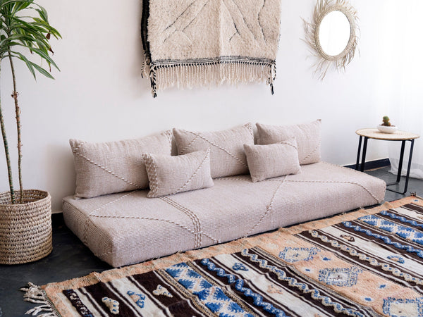 Beige Boho Floor Sofa Set – Large Modular Seating