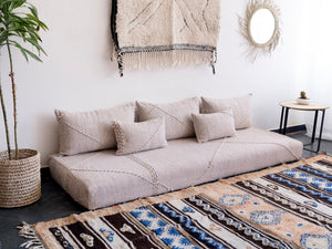 Beige Floor Sofa Set, Boho Sofa, Floor Cushion Set, Living Room Floor Sofa, Floor Seating Set, Large Floor Cushion, Sofa Couch
