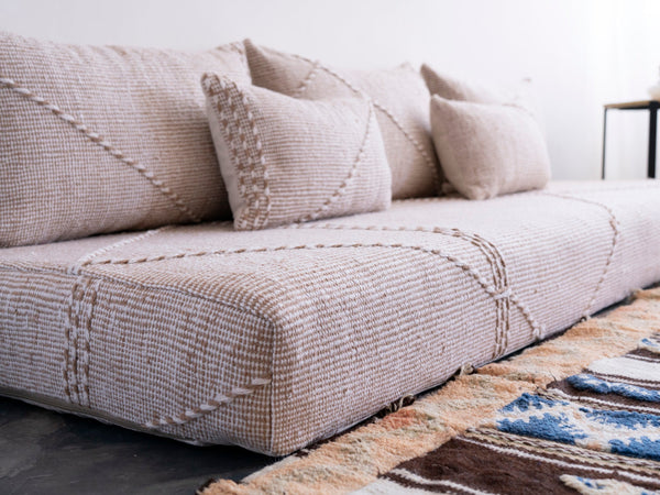 Beige Floor Sofa Set, Boho Sofa, Floor Cushion Set, Living Room Floor Sofa, Floor Seating Set, Large Floor Cushion, Sofa Couch