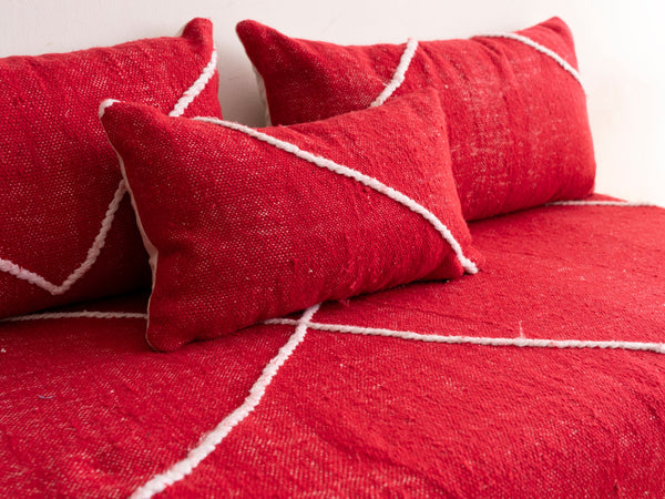 Boho Style Floor Sofa Seating Set, Living Room Sofa Set, Customized Red Floor Sofa Set, Handmade Floor Couches