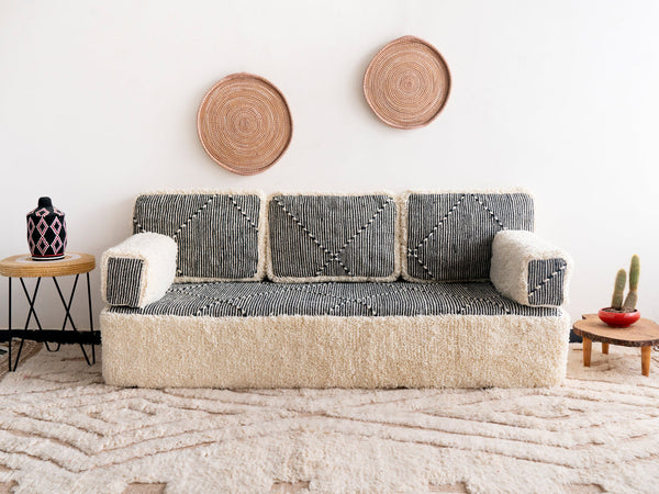 Gray Moroccan Wool Loveseat Floor Sofa – Boho