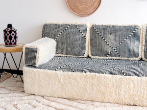 Moroccan Wool Floor Cushions, Gray Floor Sofa, Sectional Sofa, Loveseat Sofa, Floor Couch, Boho Floor Seating, Traditional Sofa