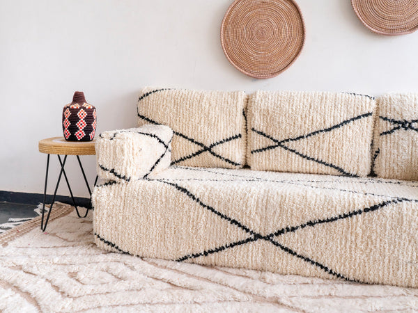 Black Striped Floor Cushions