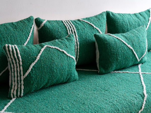 6 ft Moroccan Style Floor Couches, Green Loveseat Sofa, Boho Couches, Oriental Sofa Cushion, Modular Morocco Floor Couch