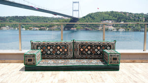 Green Chile Sunset: Single Floor Sofa – Arabic Majlis Seating – Moroccan Style Couch – Traditional Turkish Sofa