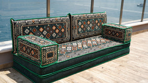 Green Chile Sunset: Single Floor Sofa – Arabic Majlis Seating – Moroccan Style Couch – Traditional Turkish Sofa