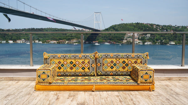 Yellow Chile Sunset – Arabic Majlis Floor Sofa