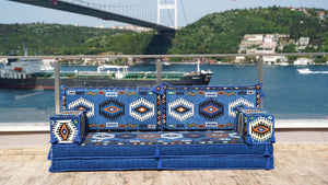 Royal Blue Jumbo Supreme: Single Floor Sofa – Arabic Sofa – Floor Seating Sofa – Traditional Arabic Majlis