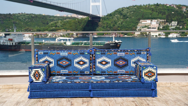 Royal Blue Jumbo Supreme: Single Floor Sofa – Arabic Sofa – Floor Seating Sofa – Traditional Arabic Majlis