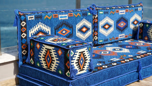 Royal Blue Jumbo Supreme: Single Floor Sofa – Arabic Sofa – Floor Seating Sofa – Traditional Arabic Majlis