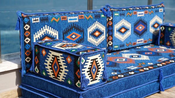 Royal Blue Jumbo Supreme: Single Floor Sofa – Arabic Sofa – Floor Seating Sofa – Traditional Arabic Majlis