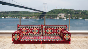 Maroon Urgup Mystic: Single Floor Sofa – Arabic Floor Cushion – Ethnic Floor Couch – Middle Eastern Floor Sofa