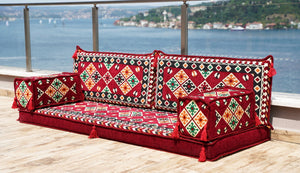 Maroon Urgup Mystic: Single Floor Sofa – Arabic Floor Cushion – Ethnic Floor Couch – Middle Eastern Floor Sofa