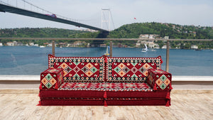 Maroon Urgup Mystic: Single Floor Sofa – Arabic Floor Cushion – Ethnic Floor Couch – Middle Eastern Floor Sofa